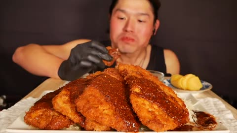 MUKBANG ｜CRISPY TONKATSU｜EATING SHOW ASMR