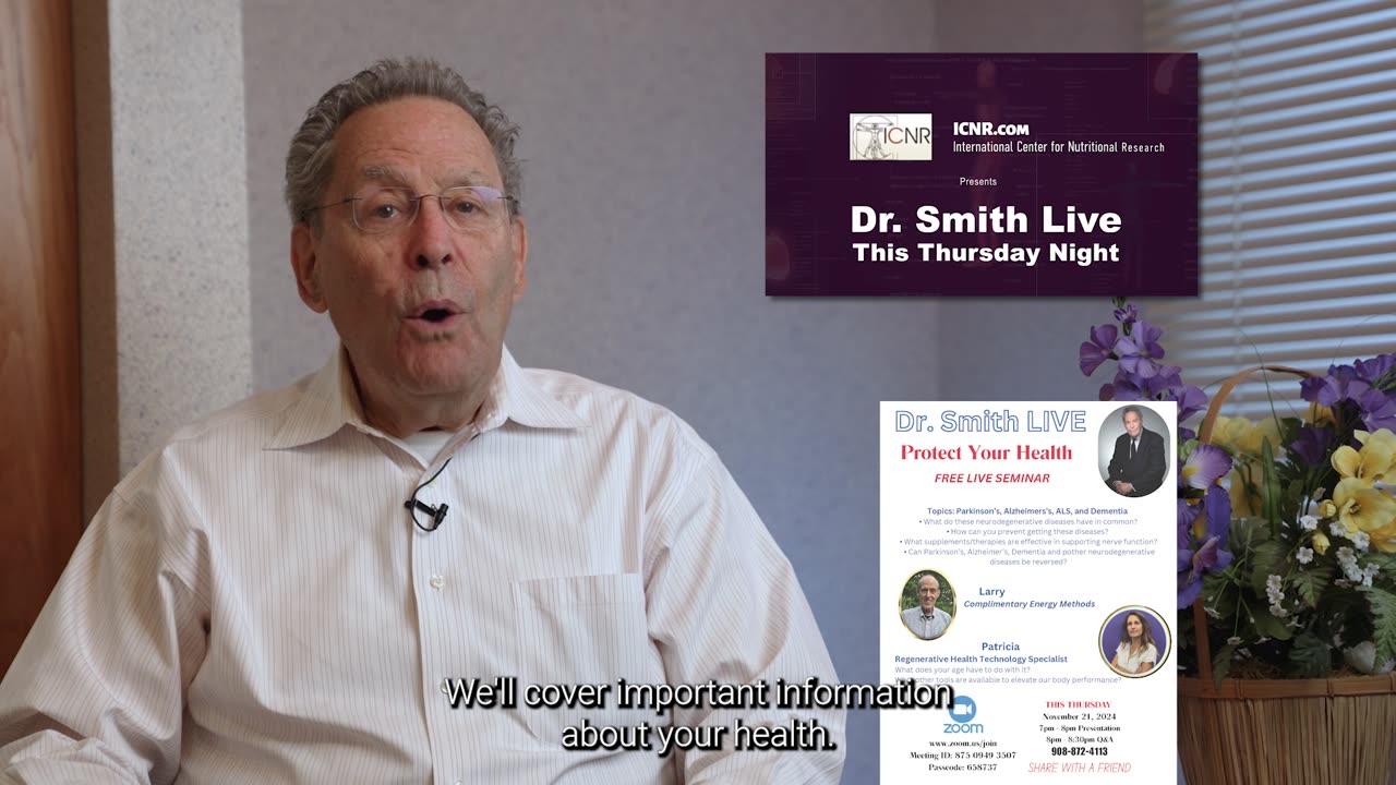 Dr. Smith Live Thursday, November 21, "Topics: Parkinson’s, Alzheimer's, ALS, and Dementia."