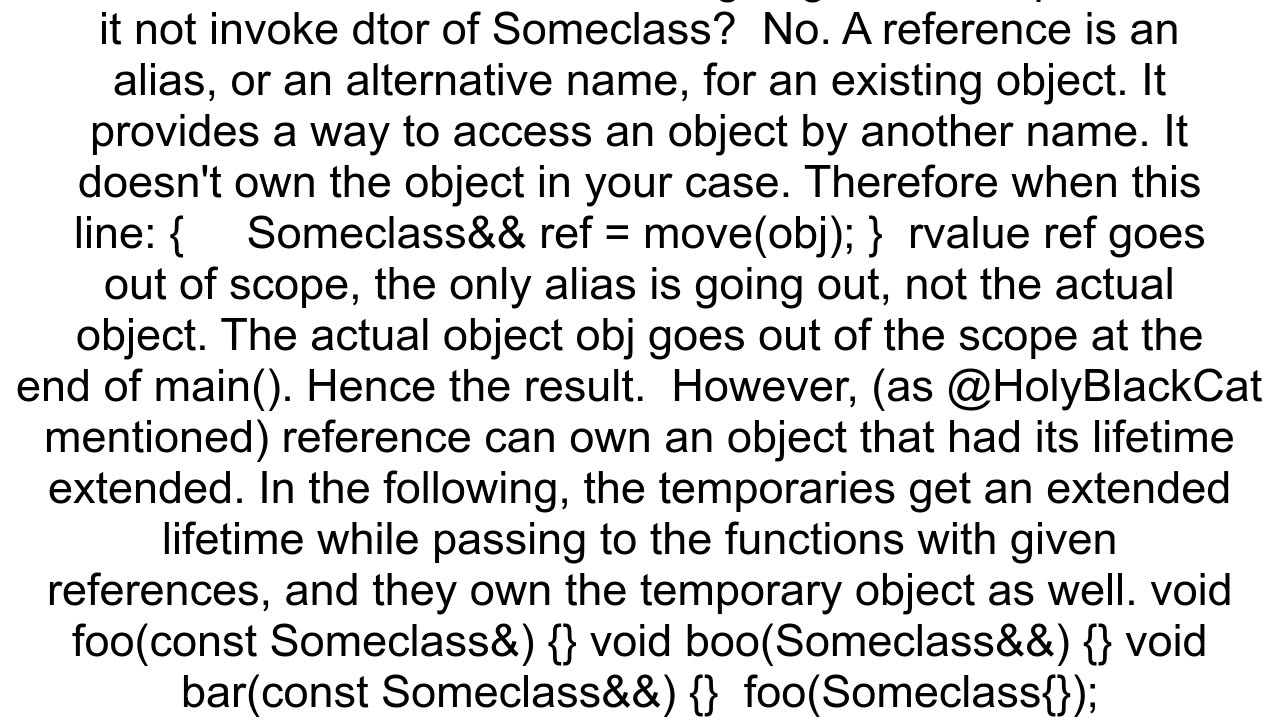 Lifetime of rvalue of custom class bound by rvalue reference