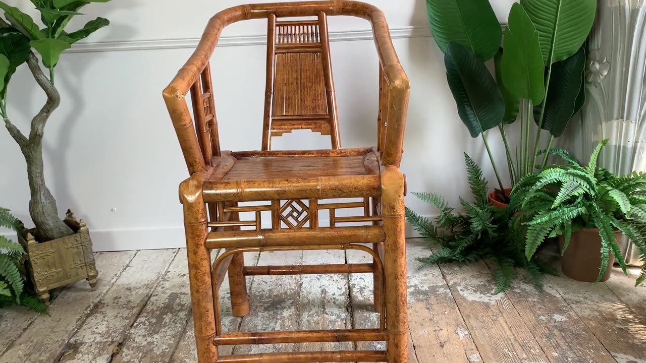 Mid Century Taiwanese Hand Made Bamboo Armchair