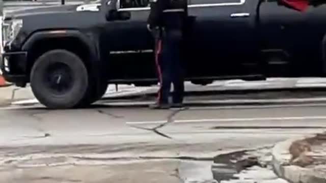 Police stop anyone "Honking or Flying The Flag" in Edmonton, Canada