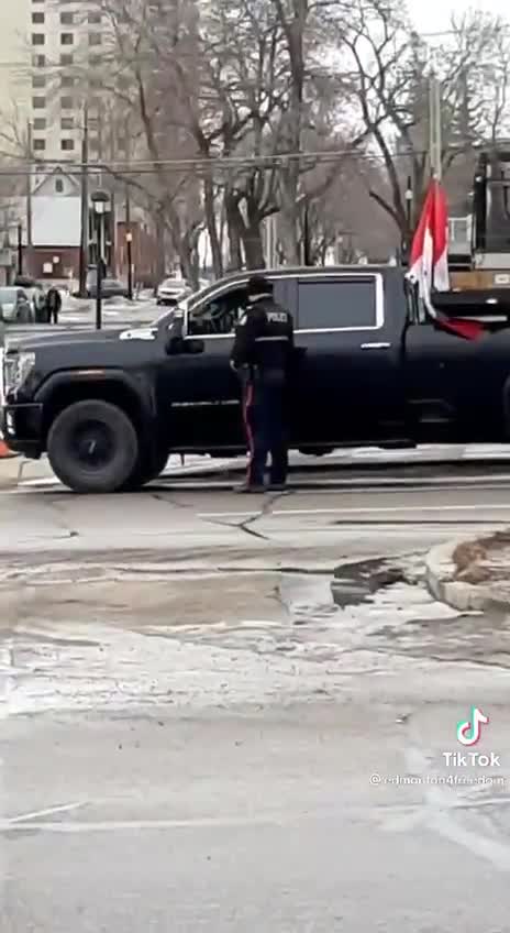 Police stop anyone "Honking or Flying The Flag" in Edmonton, Canada