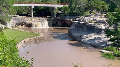 Long view of the Tonkawa Falls. Crawford, Texas