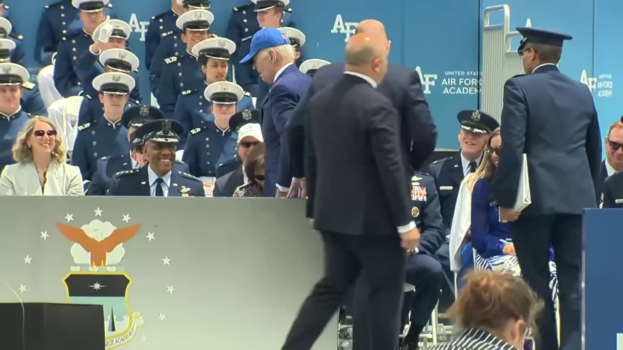 VIDEO: president Biden falls on stage while giving out diplomas at U.S.Air Force Academy graduation