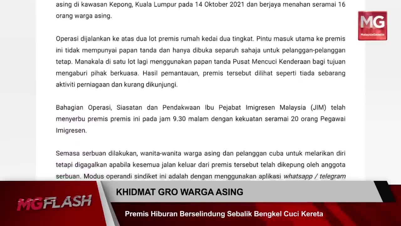 Pusat Hiburan Tawar GRO Berselindung Di Sebalik Bengkel Cuci Kereta #MGFlash