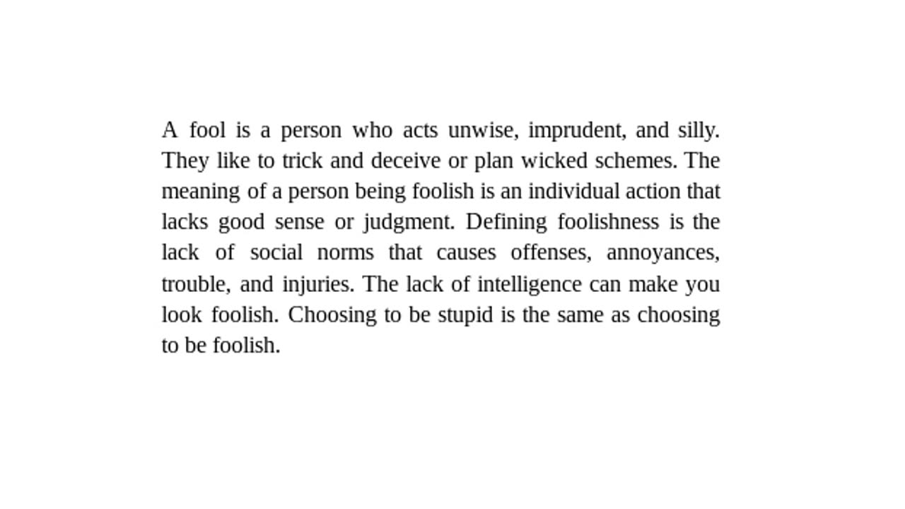 Define a fool -Checkout Description