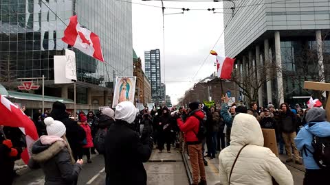 O Canada sung at the worldwide freedom march, Toronto, January 22, 2022