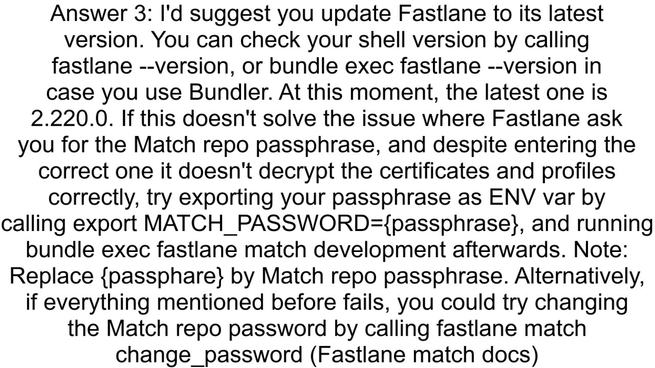 Fastlane issue with fastlane match Couldn39t decrypt the repo please make sure you enter the right