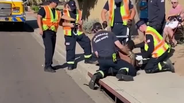 Firefighters rescue man stuck in storm drain