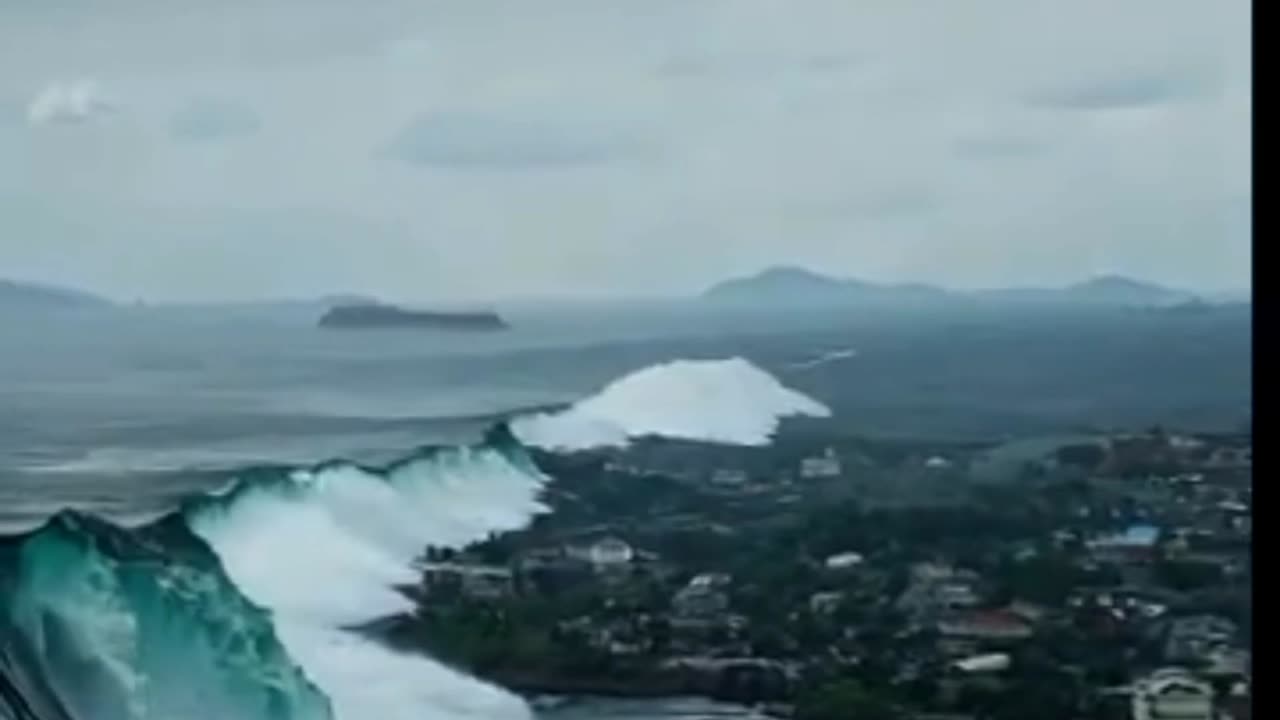 Scary huge tsunami scene 3