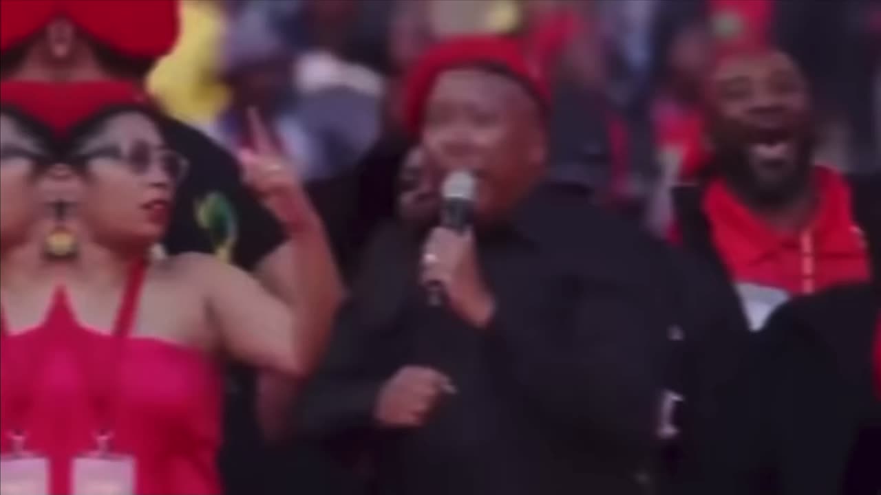 South African presidential candidate Malema and 90k supporters shout Kill the Boar (white farmer)