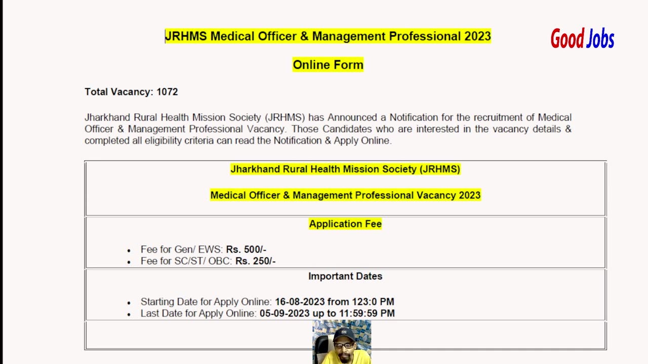 JRHMS Medical Officer & Management Professional 2023 Post 1072