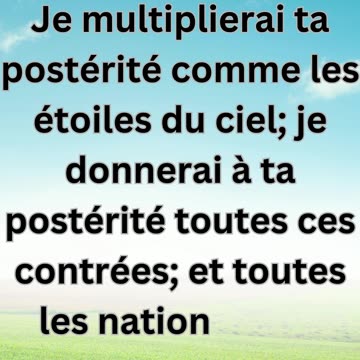 « La Promesse de Dieu à Isaac : Bénédiction et Fidélité » "Genèse 26:4-5"