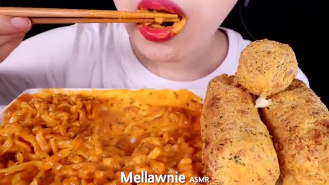 ASMR GIANT CHEESE STICKS, CHEESY CARBO FIRE NOODLES