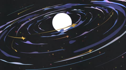 A digital animation of a cosmic scene