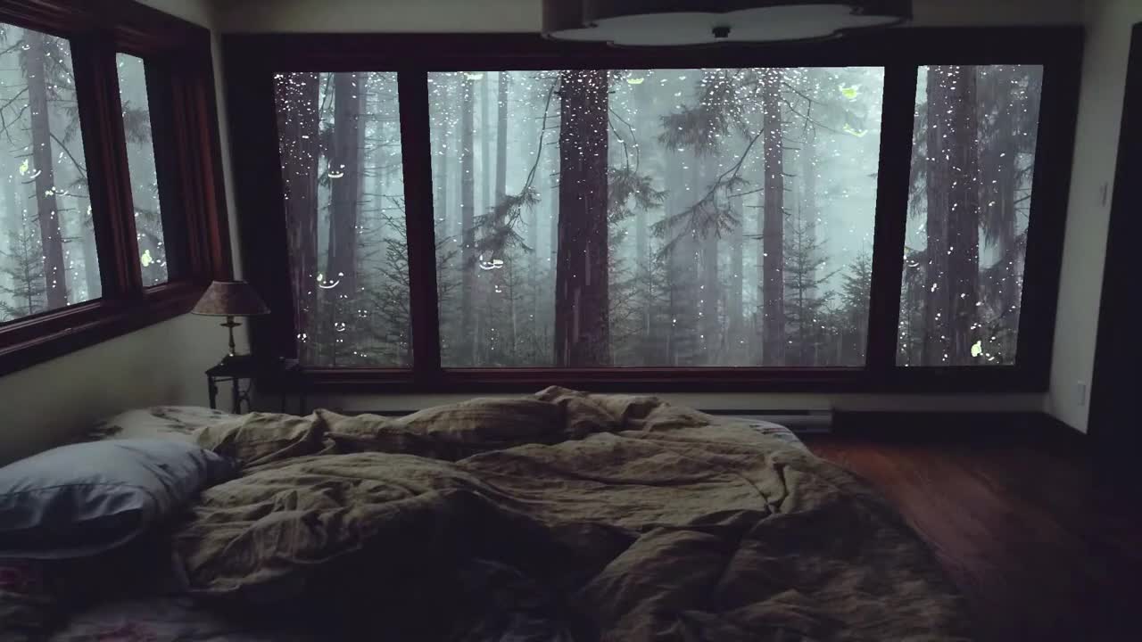 Relaxing Rain Sounds For Sleep - Heavy rain sounds in misty forest 1 hour