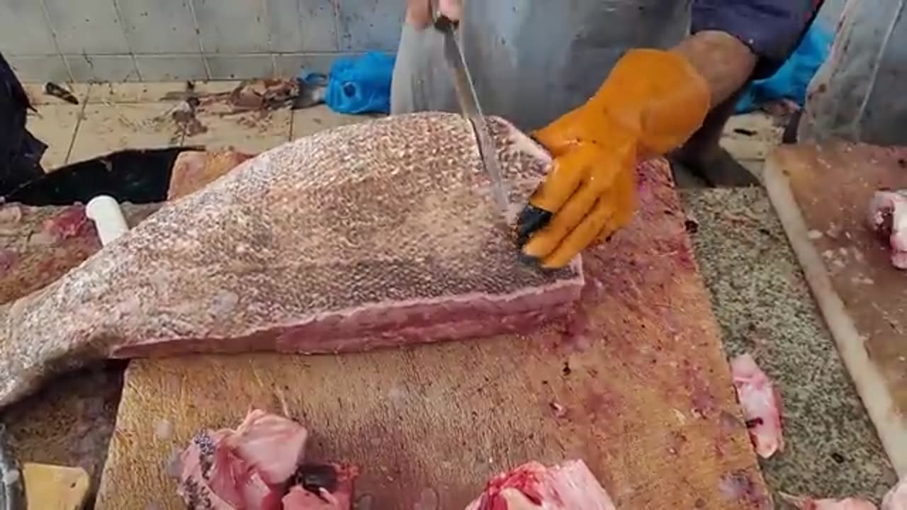 Hamour Fish Cutting Fantastic Skills। 30 KG_$300 Hamour Fish Cutting। Hamour Fish Filleting Skills