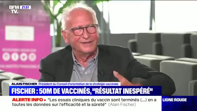 Alain Fischer Le 30 août 2021 -On n'aura plus de confinement, sauf nouveau variant