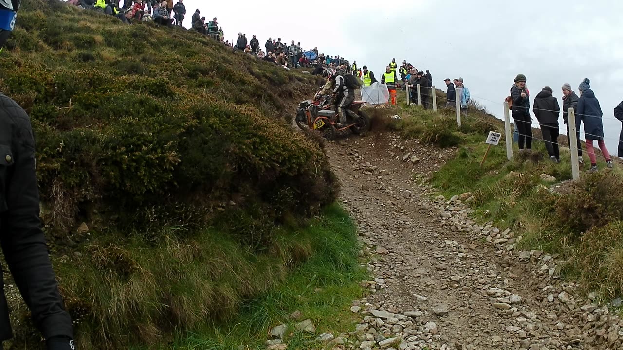 Motorcycle and Side Car on hill climb