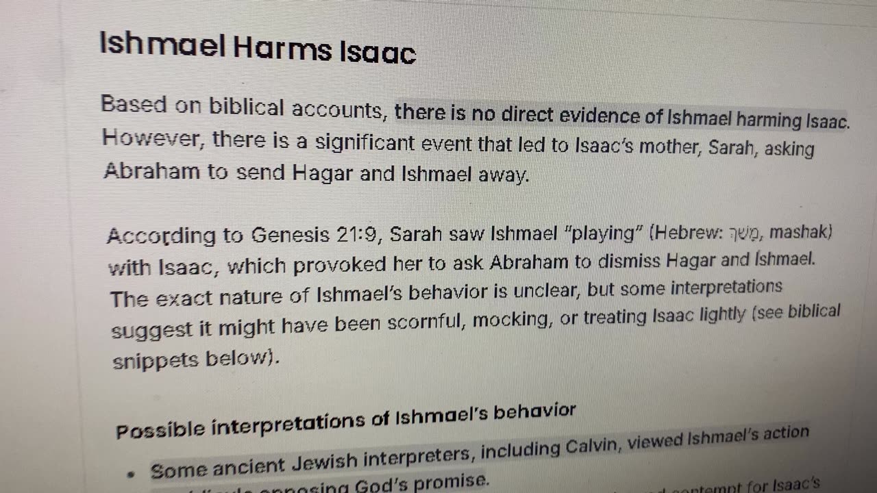 Ishmael harms Issac