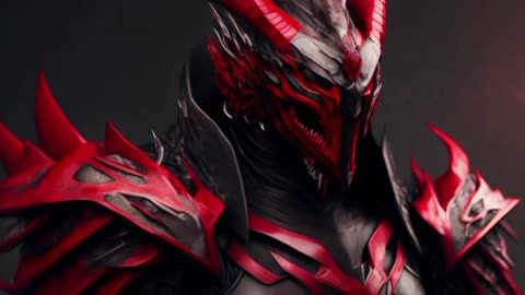 Red Cyborg Dragon Knight Character by AI