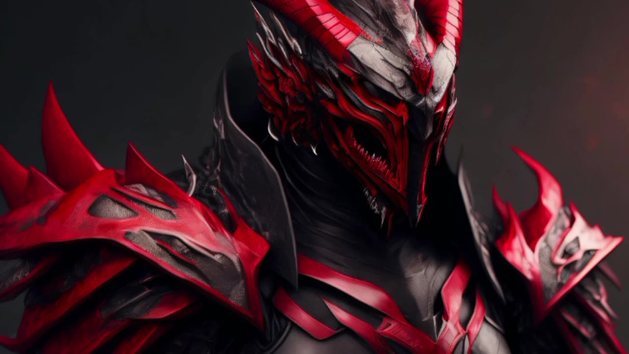 Red Cyborg Dragon Knight Character by AI