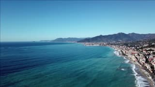 drone flying over pietra ligure liguria italy