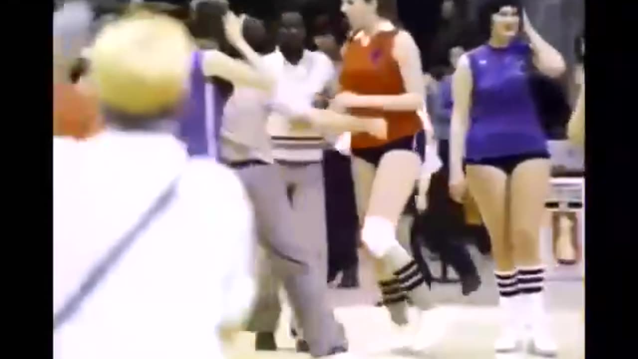 Funny girls basketball Scene with referee