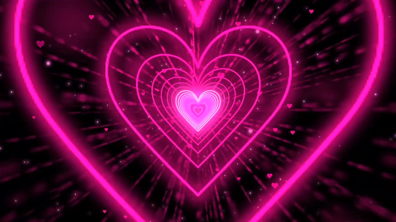 514. Heart Tunnel Background💖Pink Heart Tunnel Neon Heart Heart