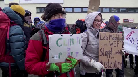 Climate activists protest in Davos ahead of WEF