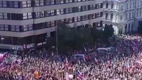 Protest in Prague against its government against sanctions places in Russia