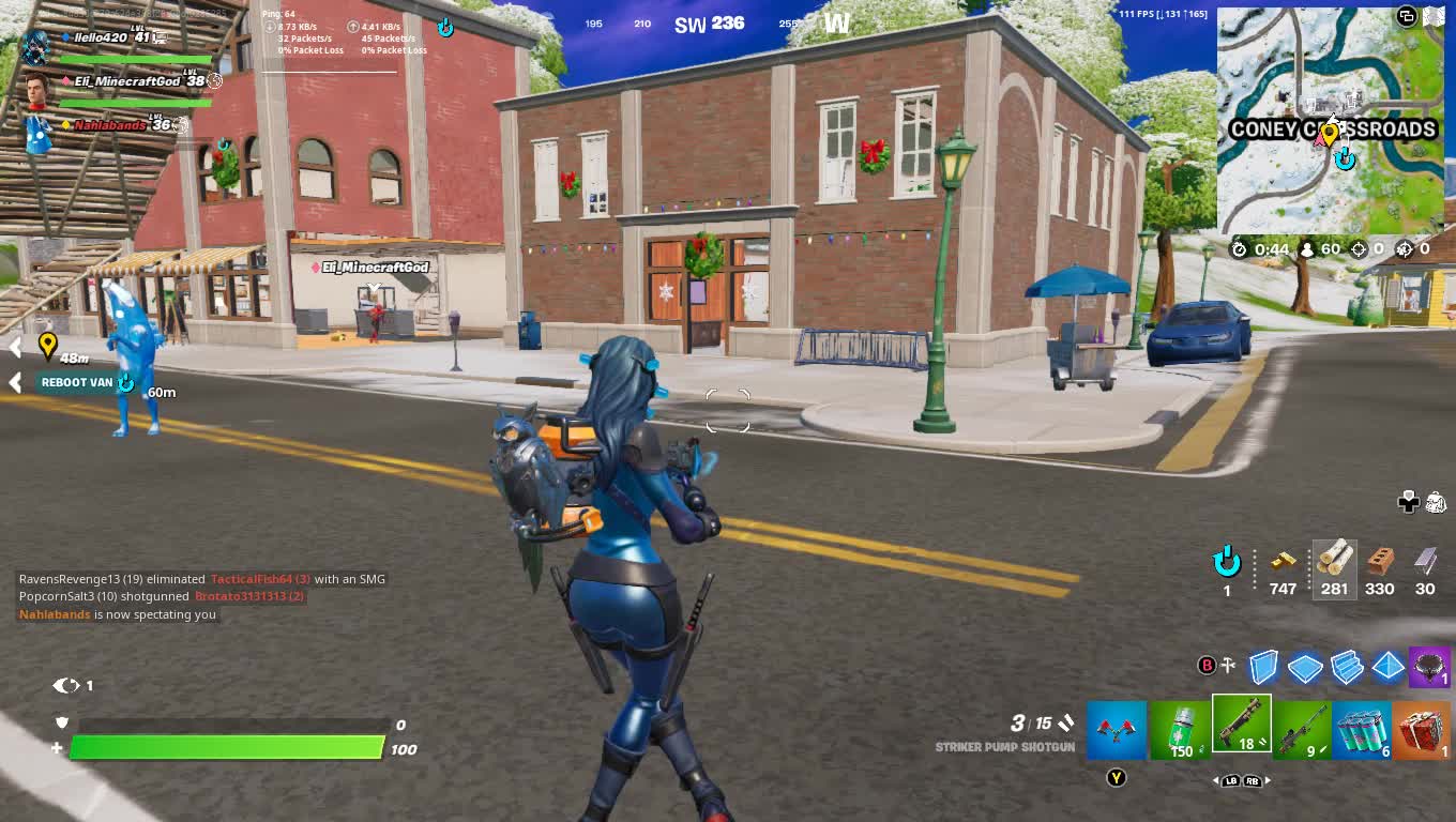 Fortnite (C3, S1) Dumb Frozen banana and NPC squadmate.