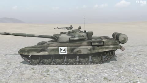 The T-72A main battle tank starts engine and performs combat procedures