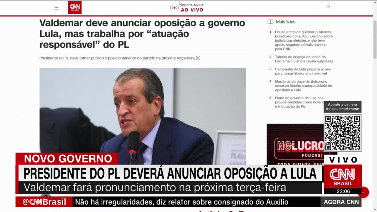 Valdemar deve anunciar oposição a governo Lula, mas trabalha por “atuação responsável”