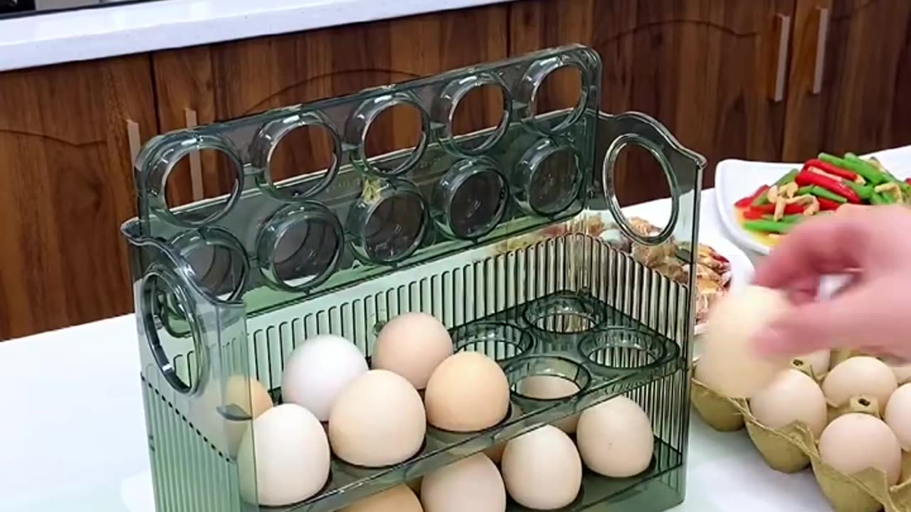 Put an egg storage box on the side door of the refrigerator #HomeGadgets143