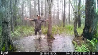 Singing in the rain in the swampy Florida Everglades.