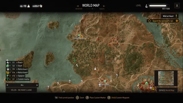 Witcher 3 - Wild At Heart Werewolf Lair Map Location