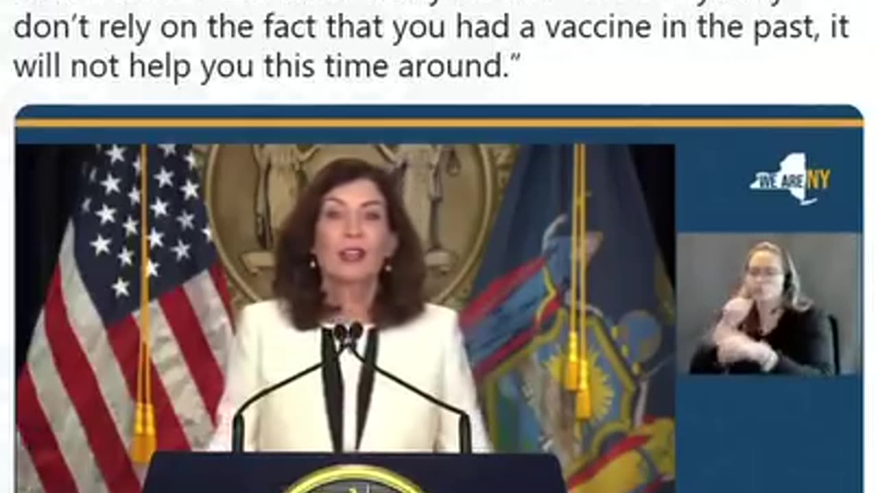 NY Governor Kathy Hochul Tell everybody don't rely on the fact that you had a vaccine in the past