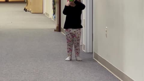 Mom takes toddler to work with her.