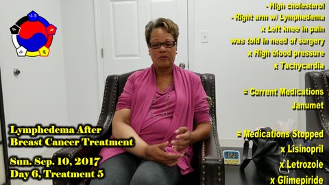 Testimonial on Lymphedema After Breast Cancer Treatment - Day 6, Treatment 5