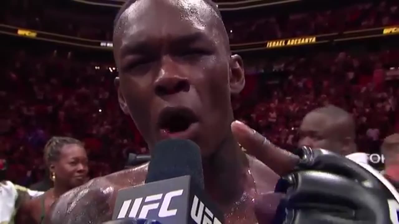 Israel Adesanya octagon interview UFC 387