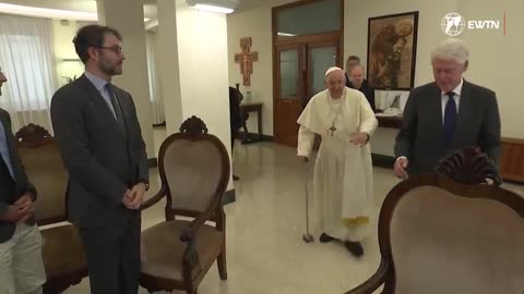 Pope Francis hosts Bill Clinton and foundation head Alex Soros at the Vatican