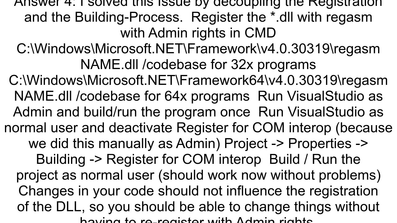 quotAccess to the Registry Key Deniedquot when building a NET DLL for COM Interop