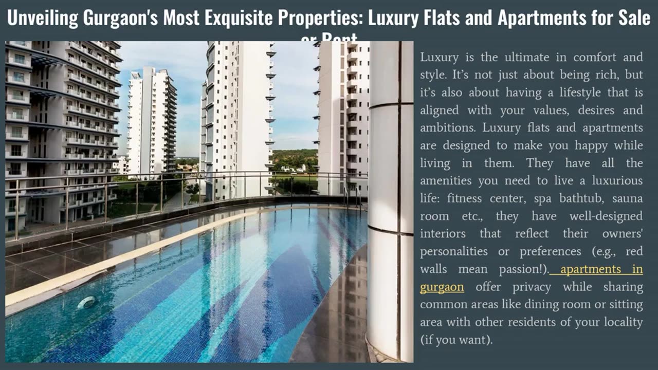 Learn about luxurious apartments and luxury flats