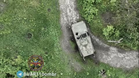 Dropping Grenades onto Russian APC