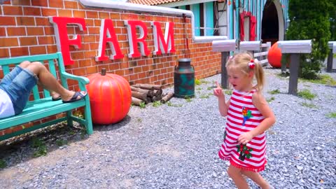 Nastya and papa sleeping at farm sheep-10