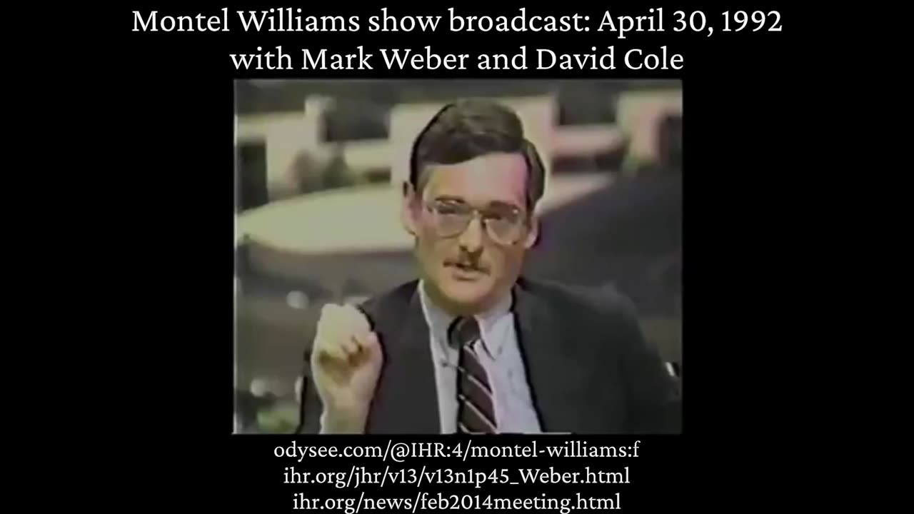 Mark Weber speaks about the Bergen-Belsen concentration camp (clip) Montel Williams show (1992)