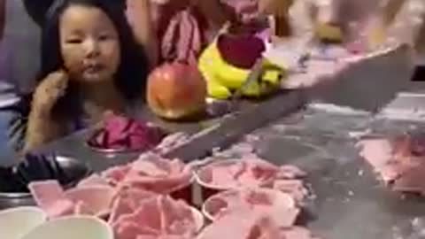 Rolling Ice Cream With Many Fruits
