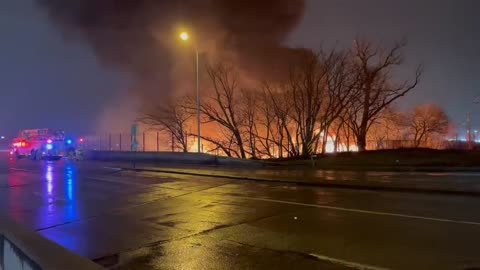 Omaha, Nebraska: Warehouse fire in south Omaha draws three-alarm response.