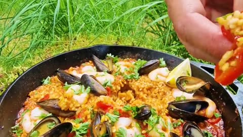 Sea Food Paella🔥 in the Forest😎